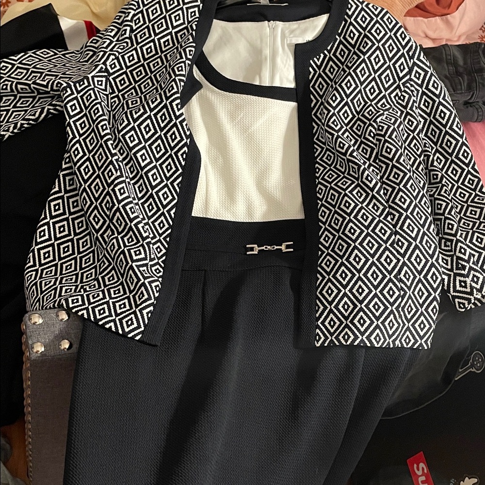 Studio One Black and White Elegant Dress + Cardigan